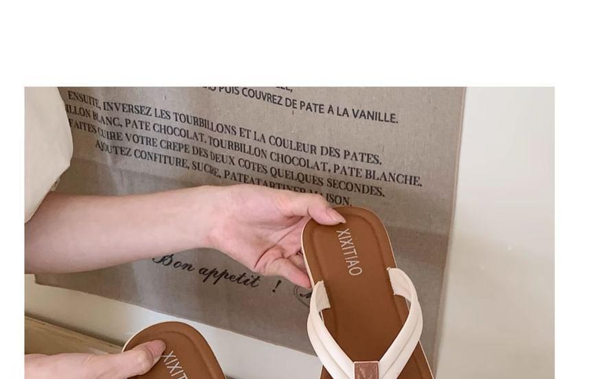 Faux Leather Lettering Flip Flops Product Image