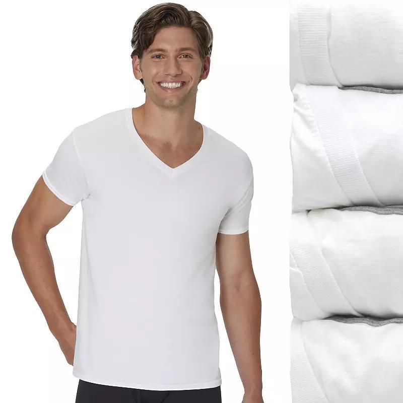 Hanes Ultimate 4-Pack Men's ComfortSoft Cotton Blend V-Neck Undershirt, Size: XL, White Product Image