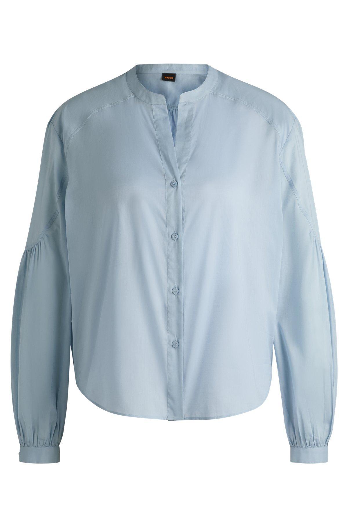 Regular-fit blouse in cotton voile with wide sleeves Product Image