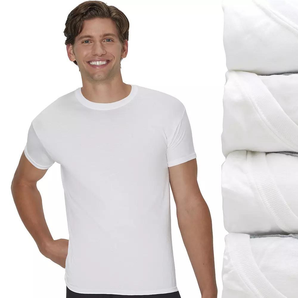 Men's Hanes® 4 Pack Ultimate ComfortSoft Cotton Blend Crewneck Undershirt,  Product Image