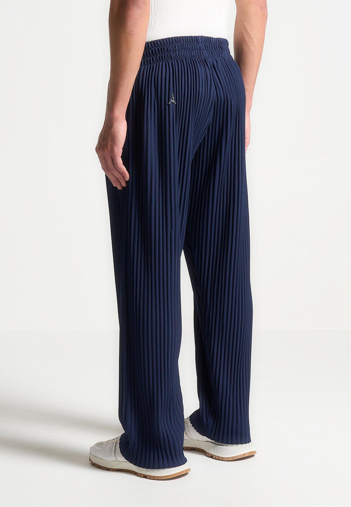 Pleated Trousers - Navy Male Product Image