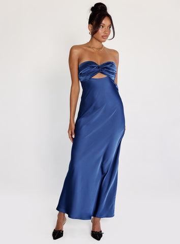 Faviola Strapless Maxi Dress Blue Product Image