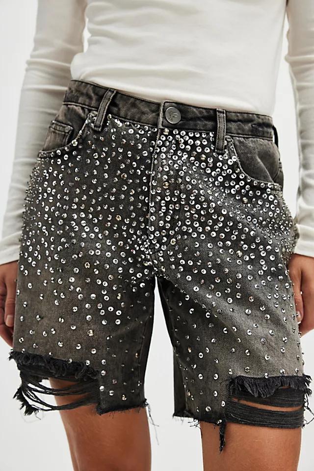 Jackson Embellished Mid Waist Jean Shorts Product Image