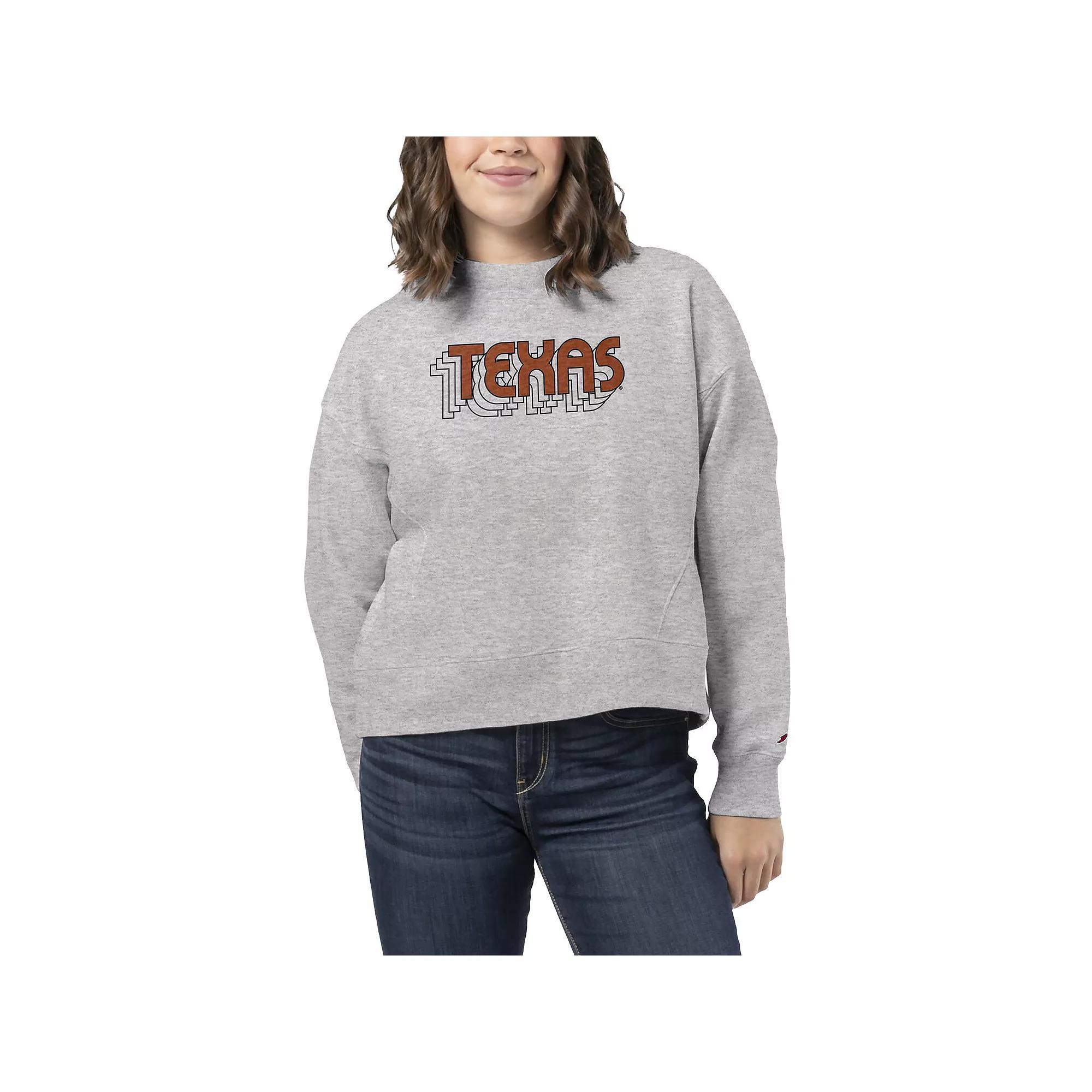 Women's League Collegiate Wear Ash Texas Longhorns Boxy Pullover Sweatshirt,  Product Image