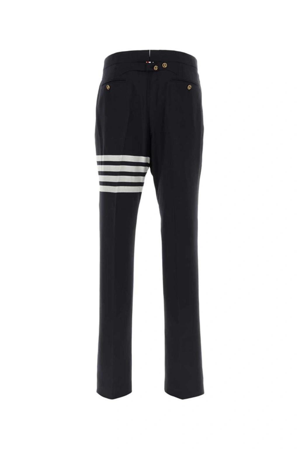 4-bar Straight Wool Pants In Navy Blue Product Image