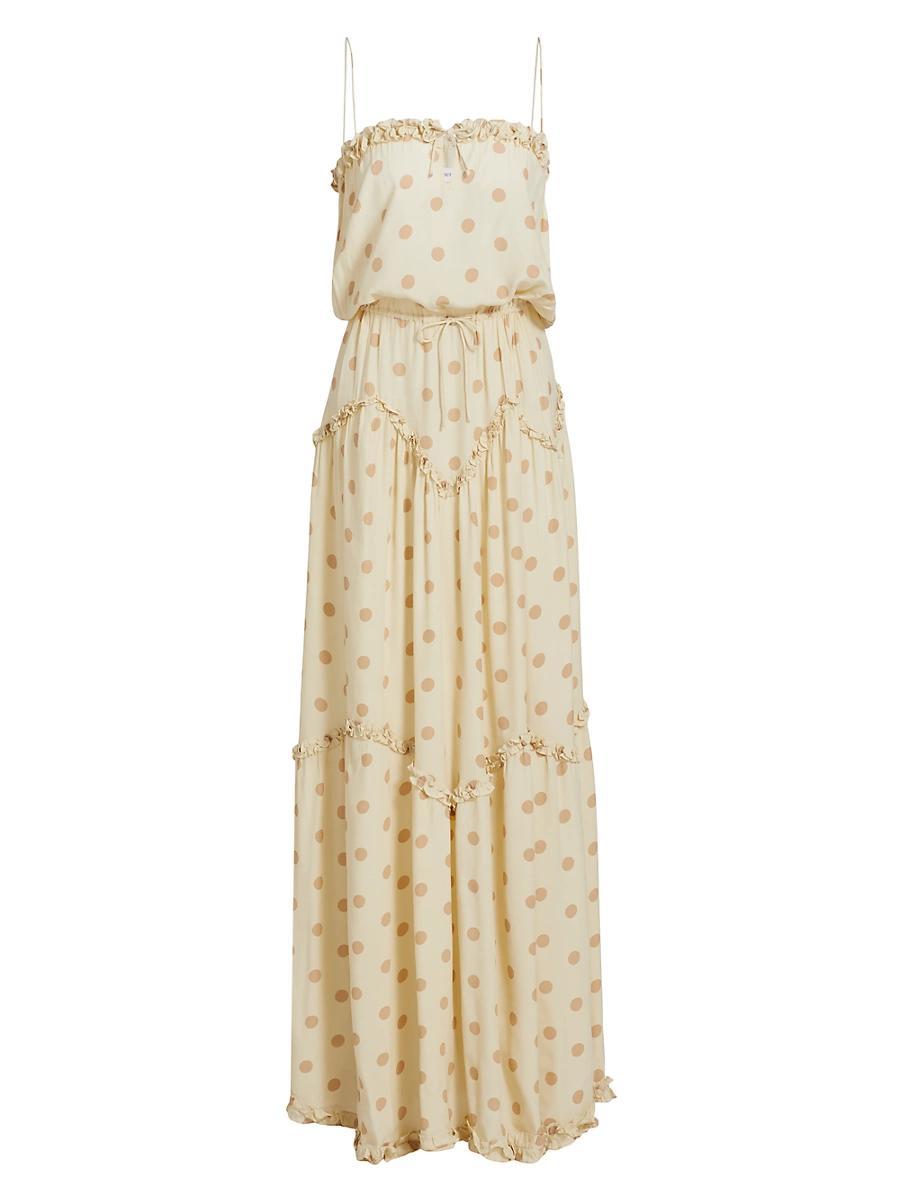 Womens Dynamic Polka-Dot Tiered Maxi Dress Product Image