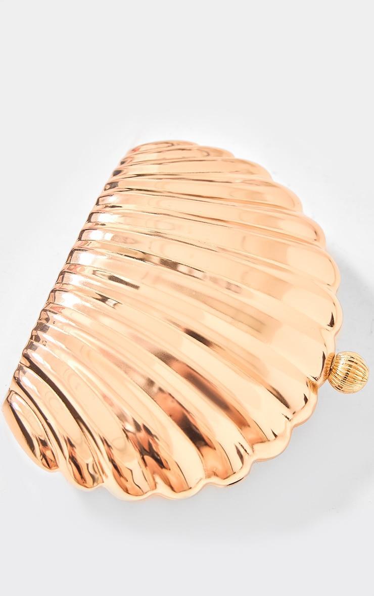 Gold Metal Shell Clutch Bag Product Image