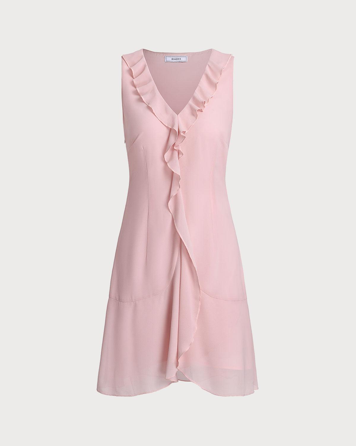 Pink Ruffle Sleeveless Mini Dress Product Image