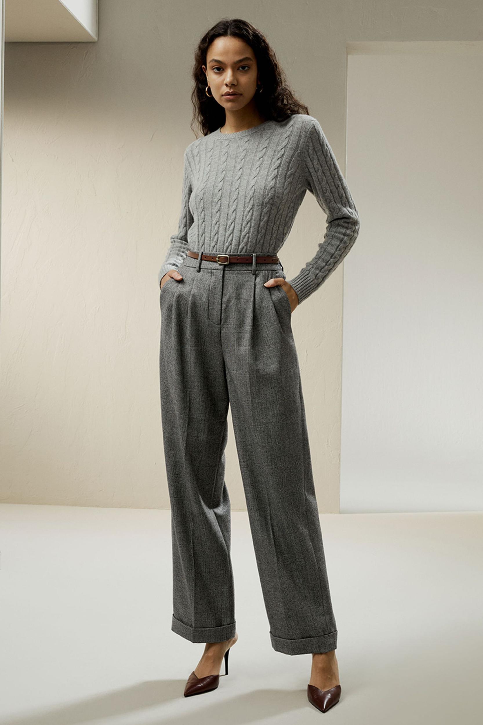 LILYSILK Woolen Pullover - for Women - Camel Cashmere-Wool Blend - Comfortable Ribbed Edges Sweater L Product Image