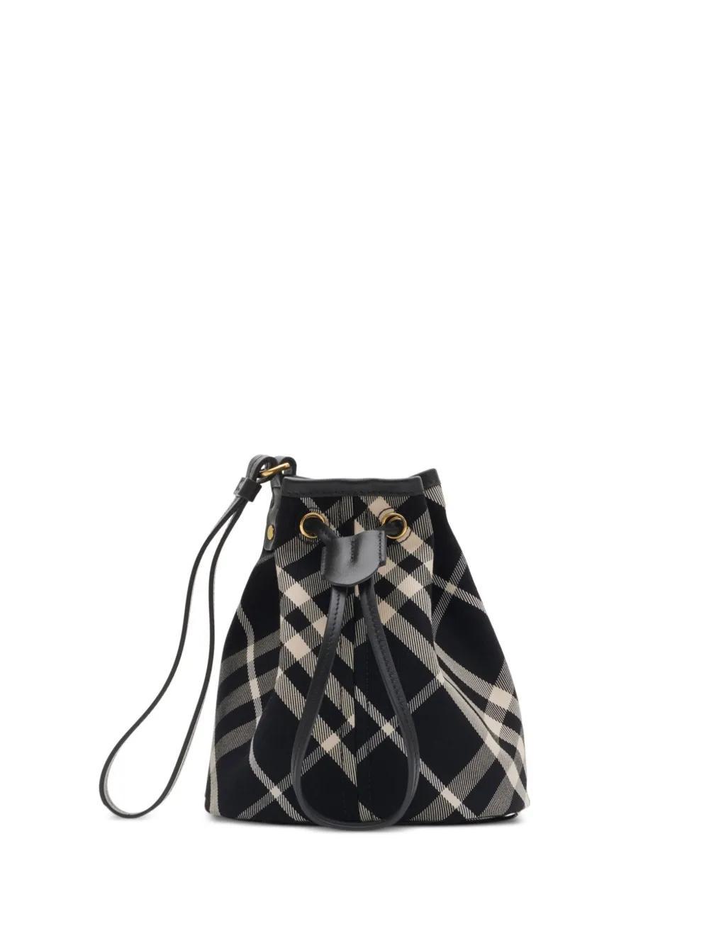 BURBERRY Check Drawstring Pouch In Black Product Image