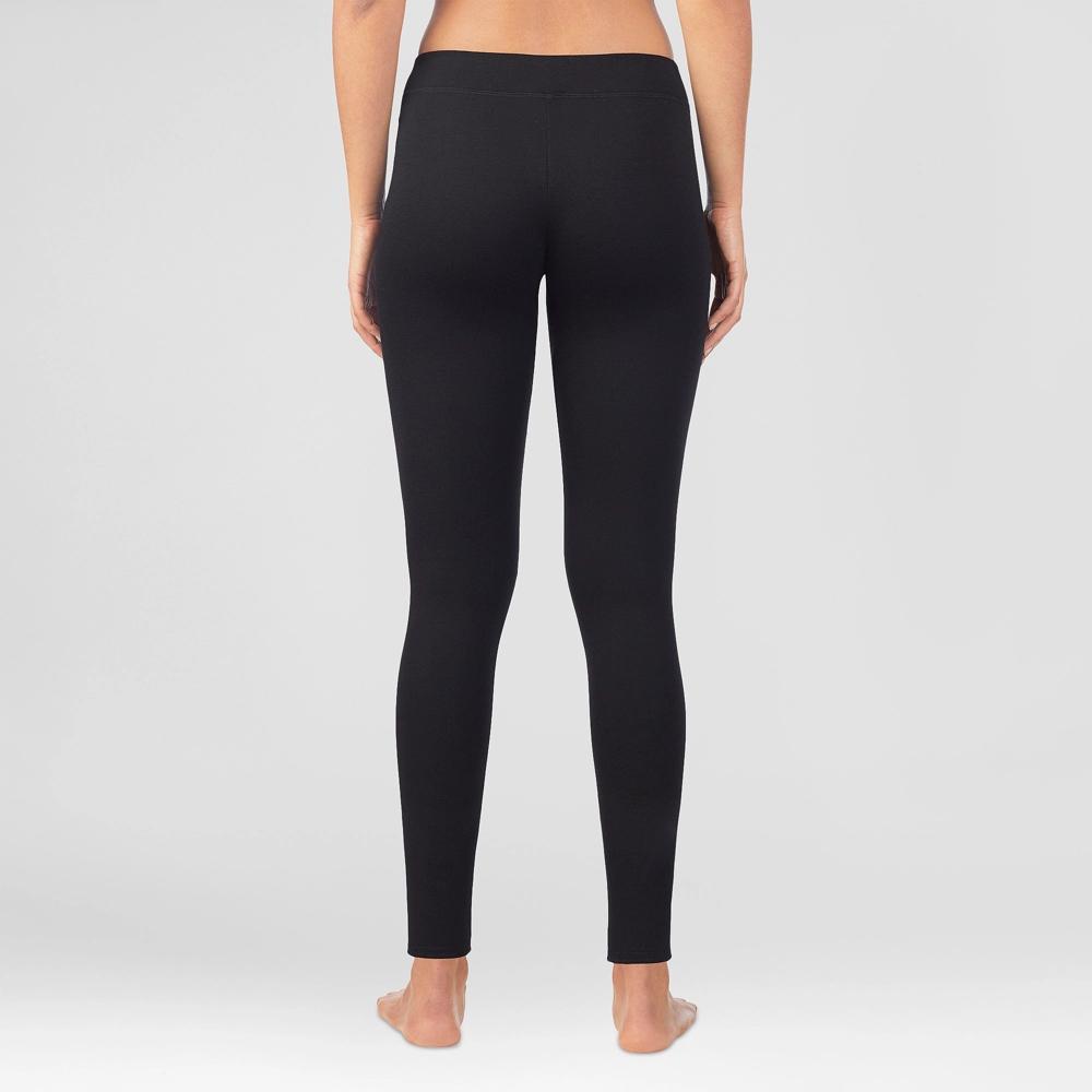 Warm Essentials by Cuddl Duds Women's Luxe Lined Jersey Thermal Leggings - Black L Product Image