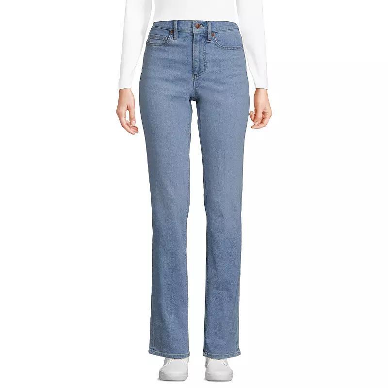 Womens Lands End Recover High Rise Straight Leg Blue Jeans Product Image