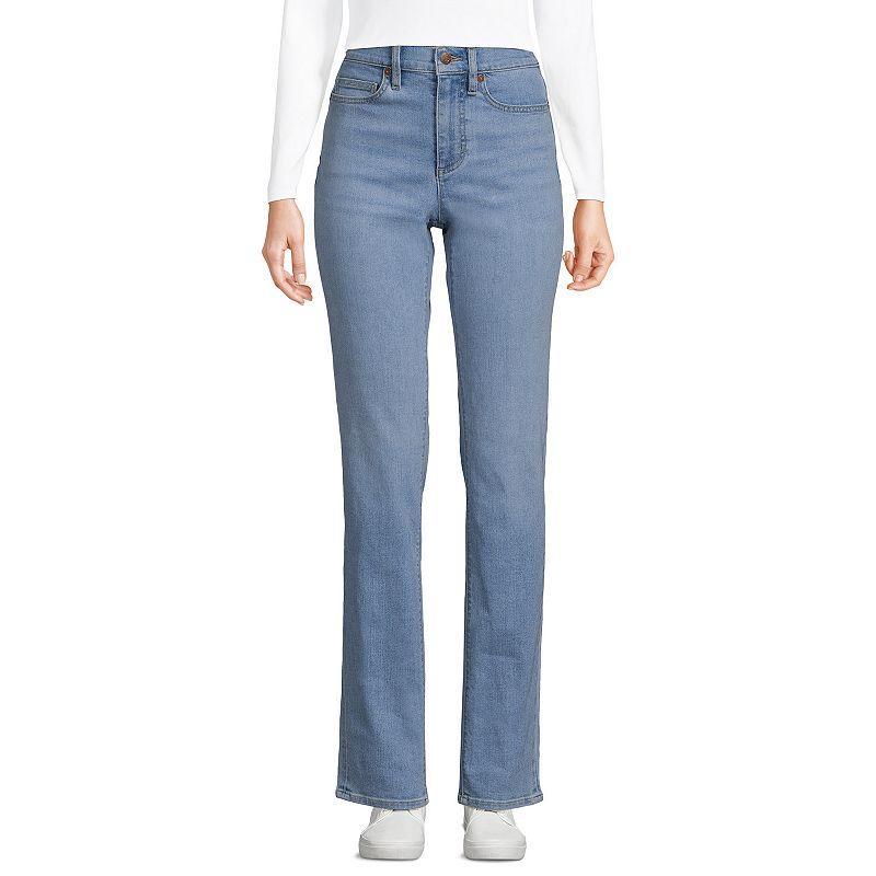 Womens Lands End Recover High Rise Straight Leg Blue Jeans Product Image