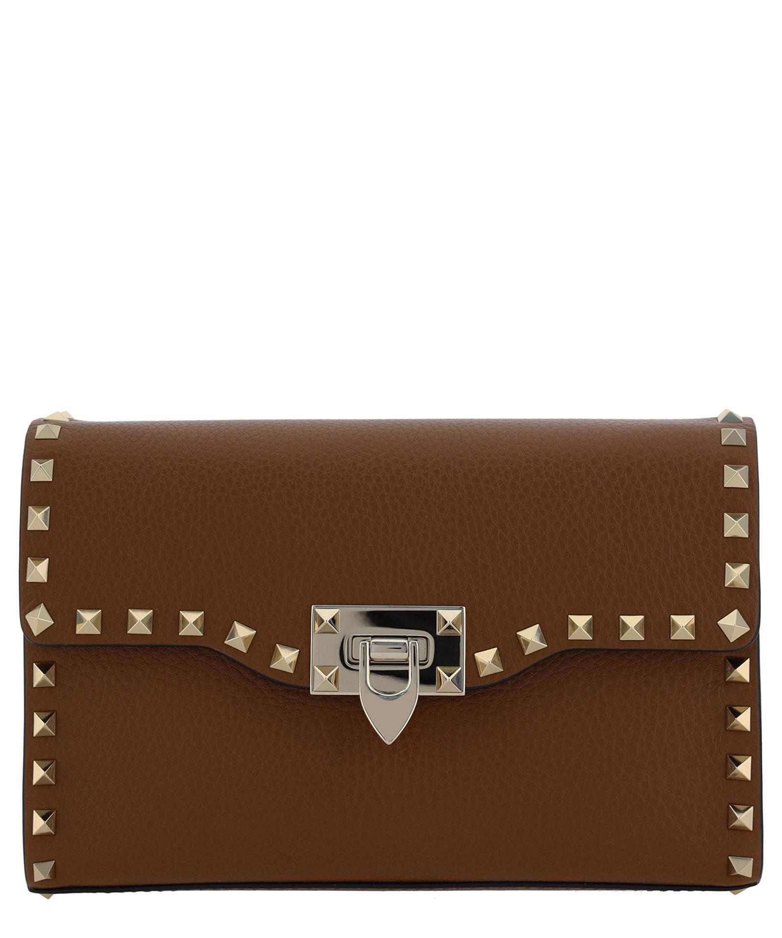 VALENTINO GARAVANI Small Rockstud Shoulder Bag In Brown Product Image