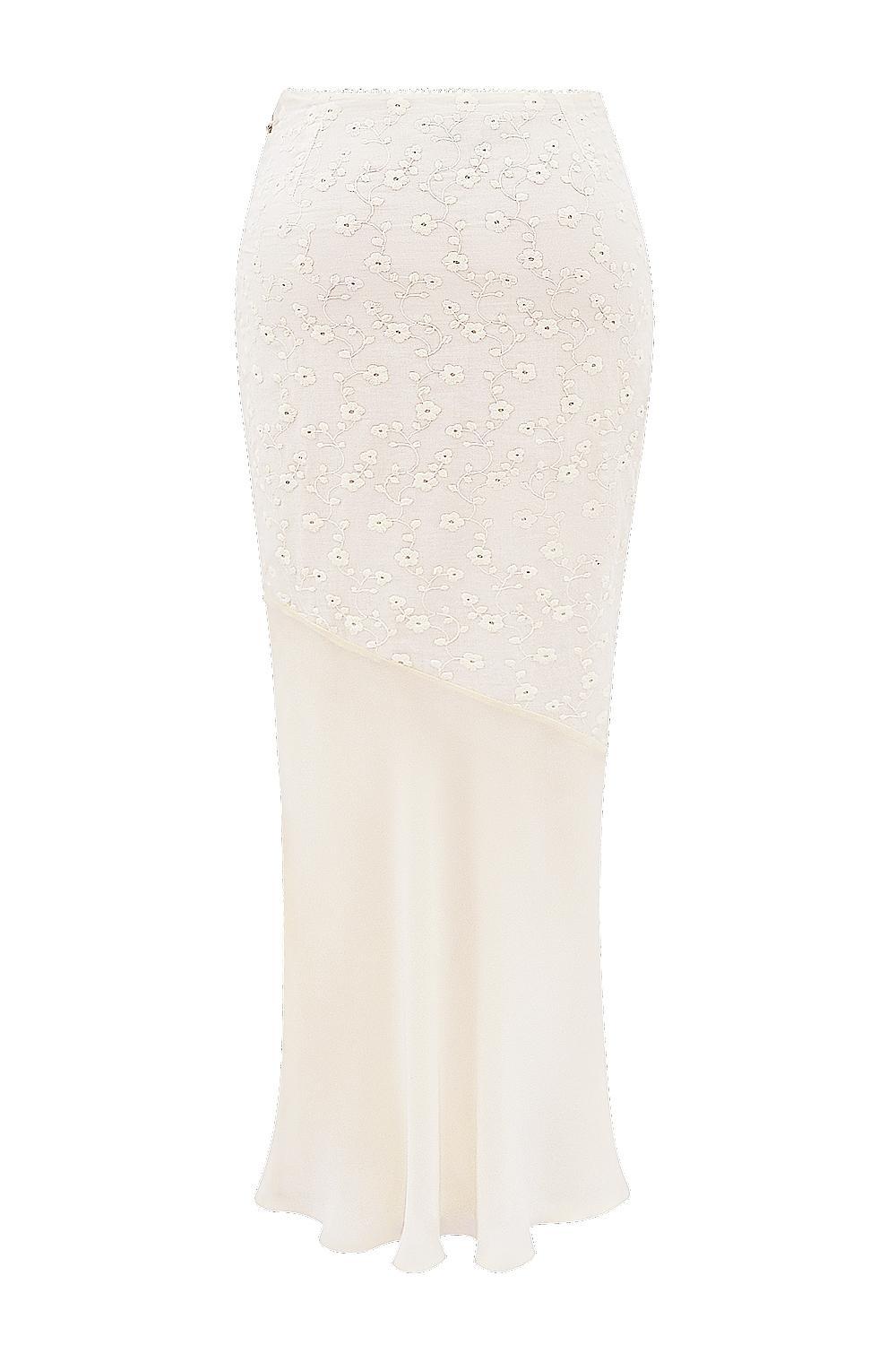 Lana Vintage Cream Cotton Broderie Anglais Maxi Skirt Product Image