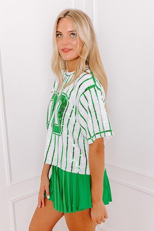 Spirit Squad Sequin Top in Green Product Image