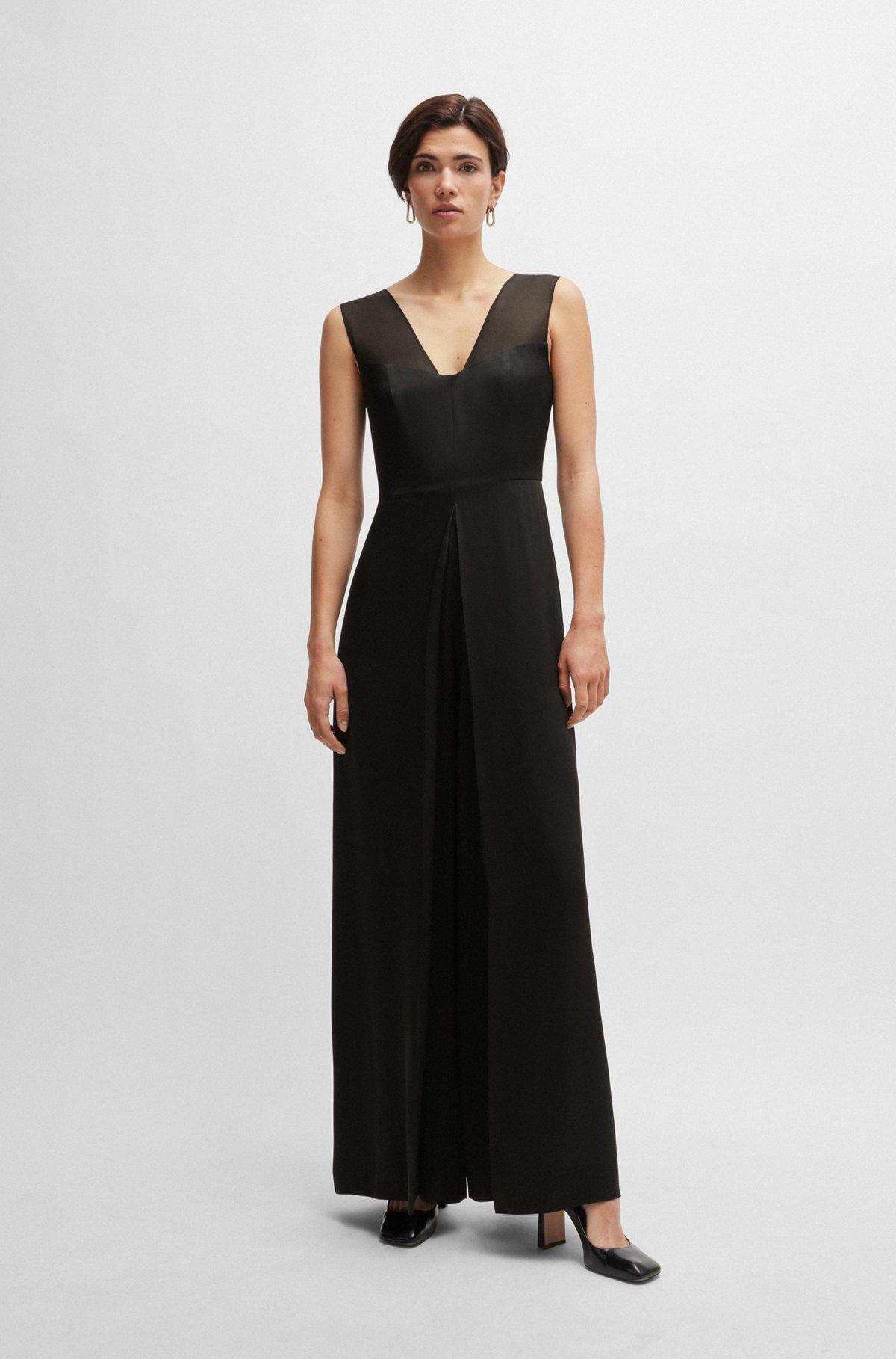 Jumpsuit in lustrous fabric with layered effect Product Image