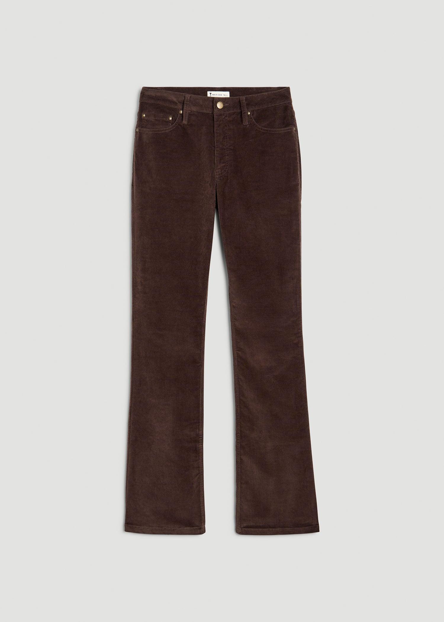 Mid-Rise Mini Bootcut Corduroy Pants for Tall Women in Espresso Female Product Image
