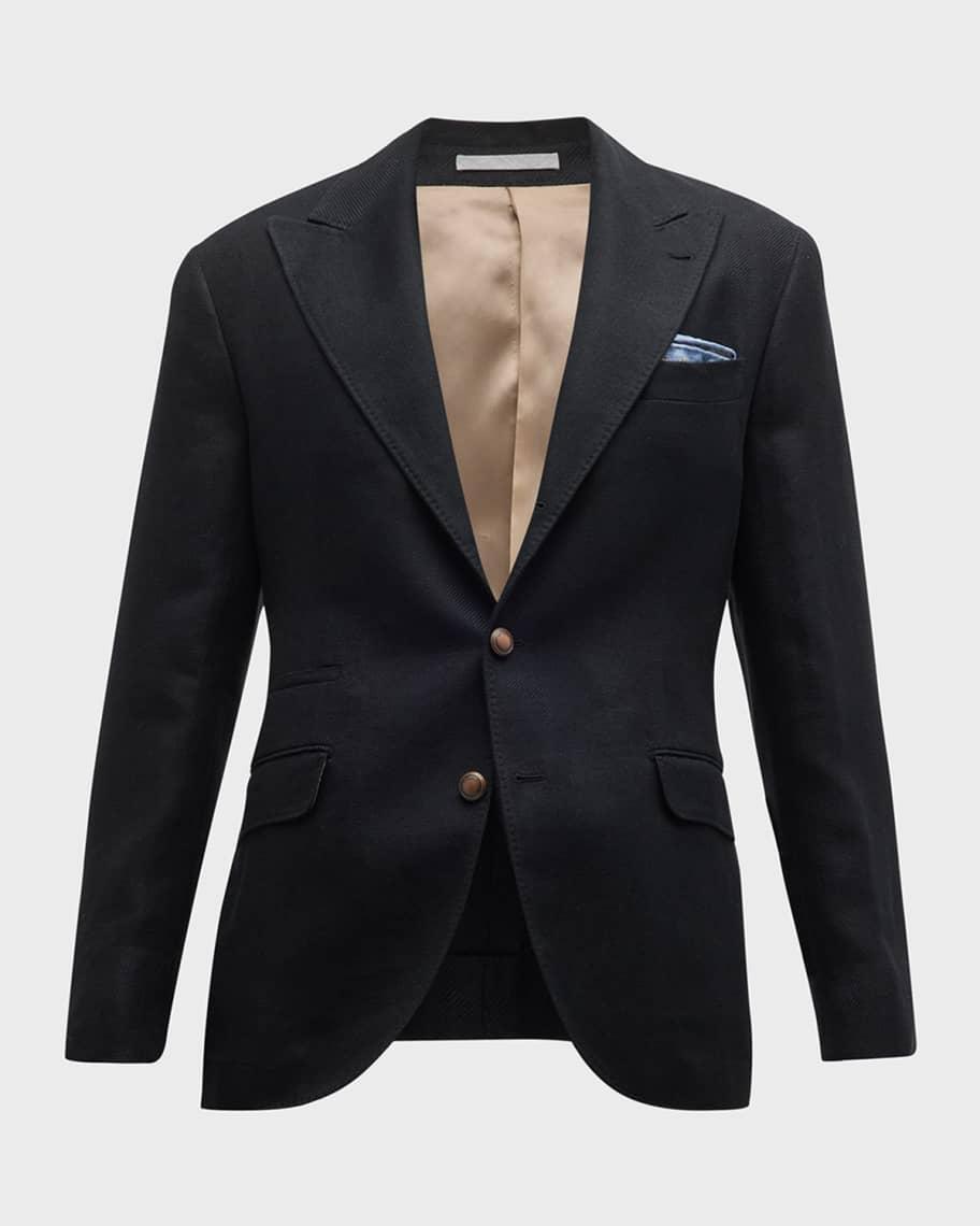 Men's Peak Lapel Metal Two-Button Sport Coat Product Image