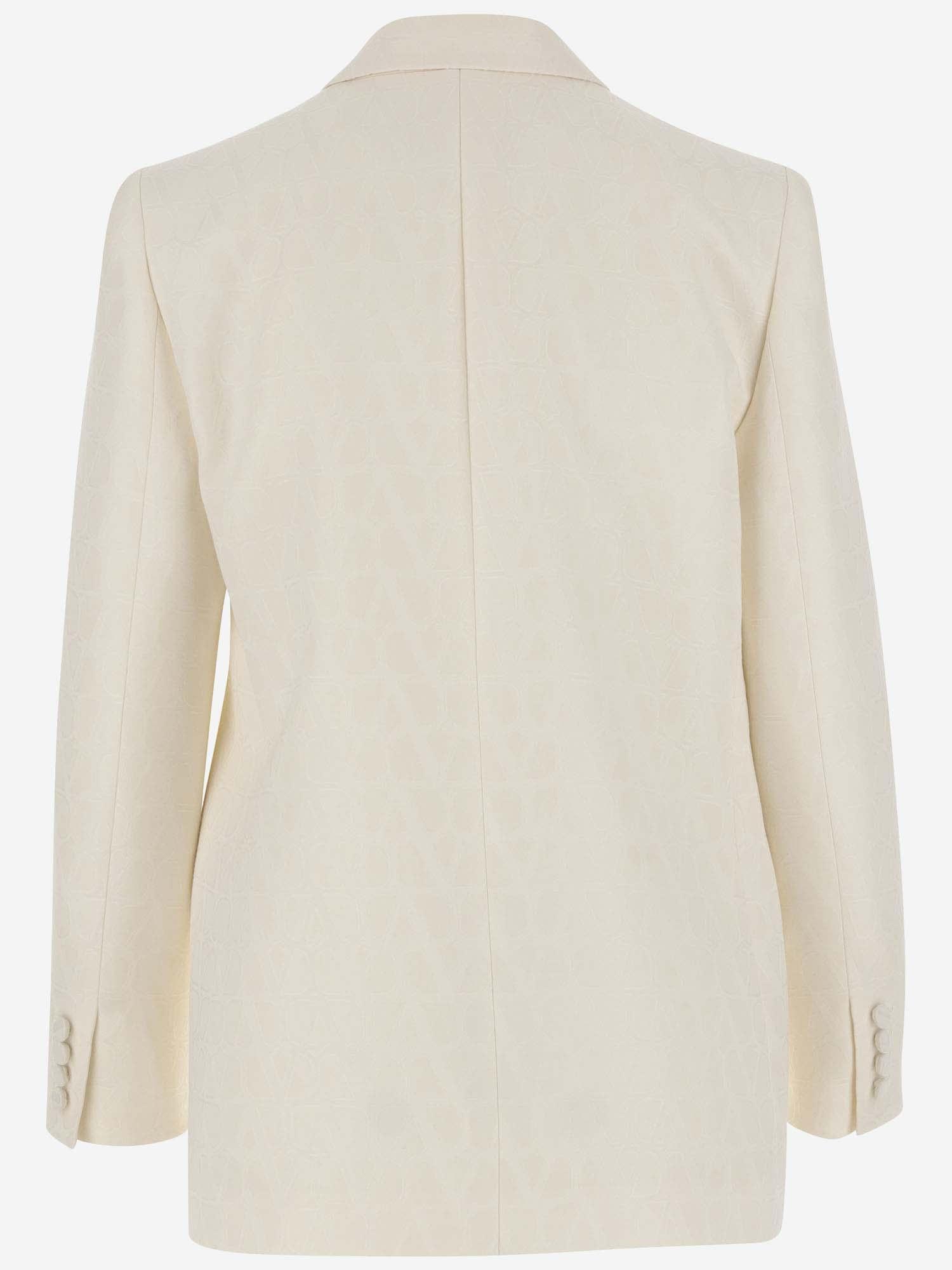 VALENTINO Crepe Couture Toile Iconographe Blazer In White Product Image