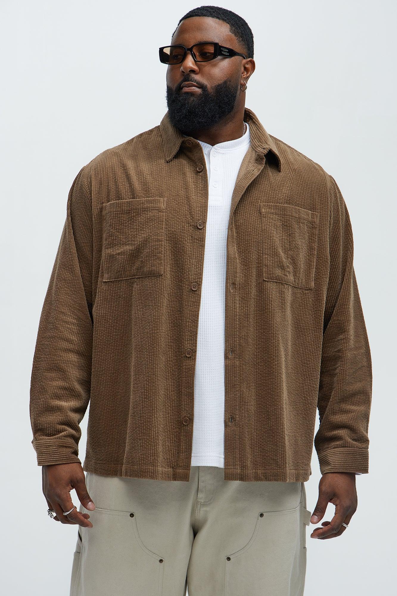 Corduroy Pocket Button Up Shirt - Brown Product Image