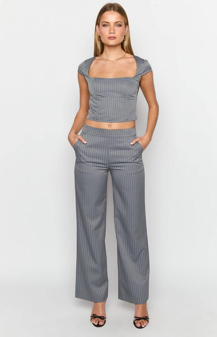 Louis Grey Striped Top Product Image