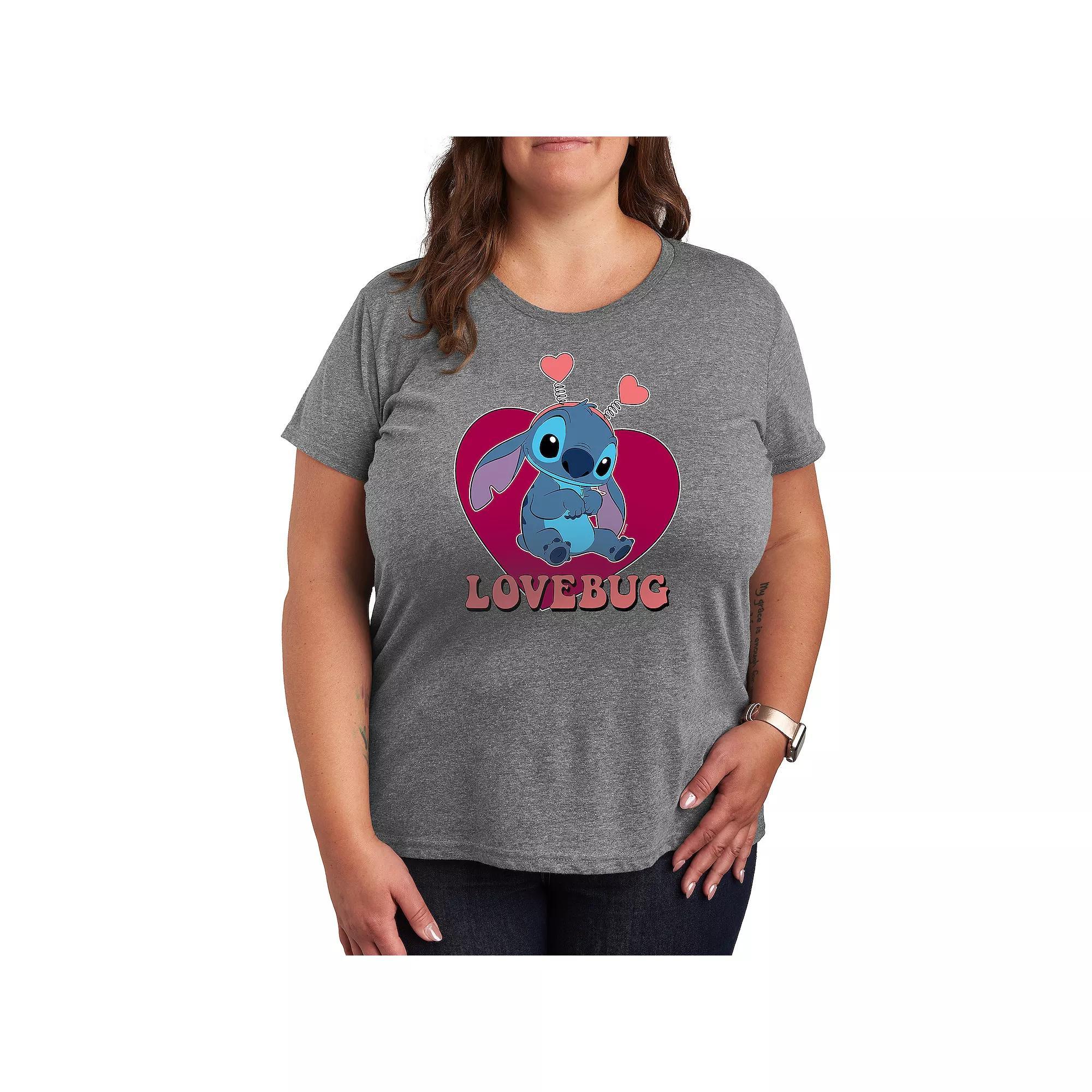 Disney's Lilo & Stitch Plus Lovebug Graphic Tee, Women's, Size: 1XL, Grey Gray Product Image