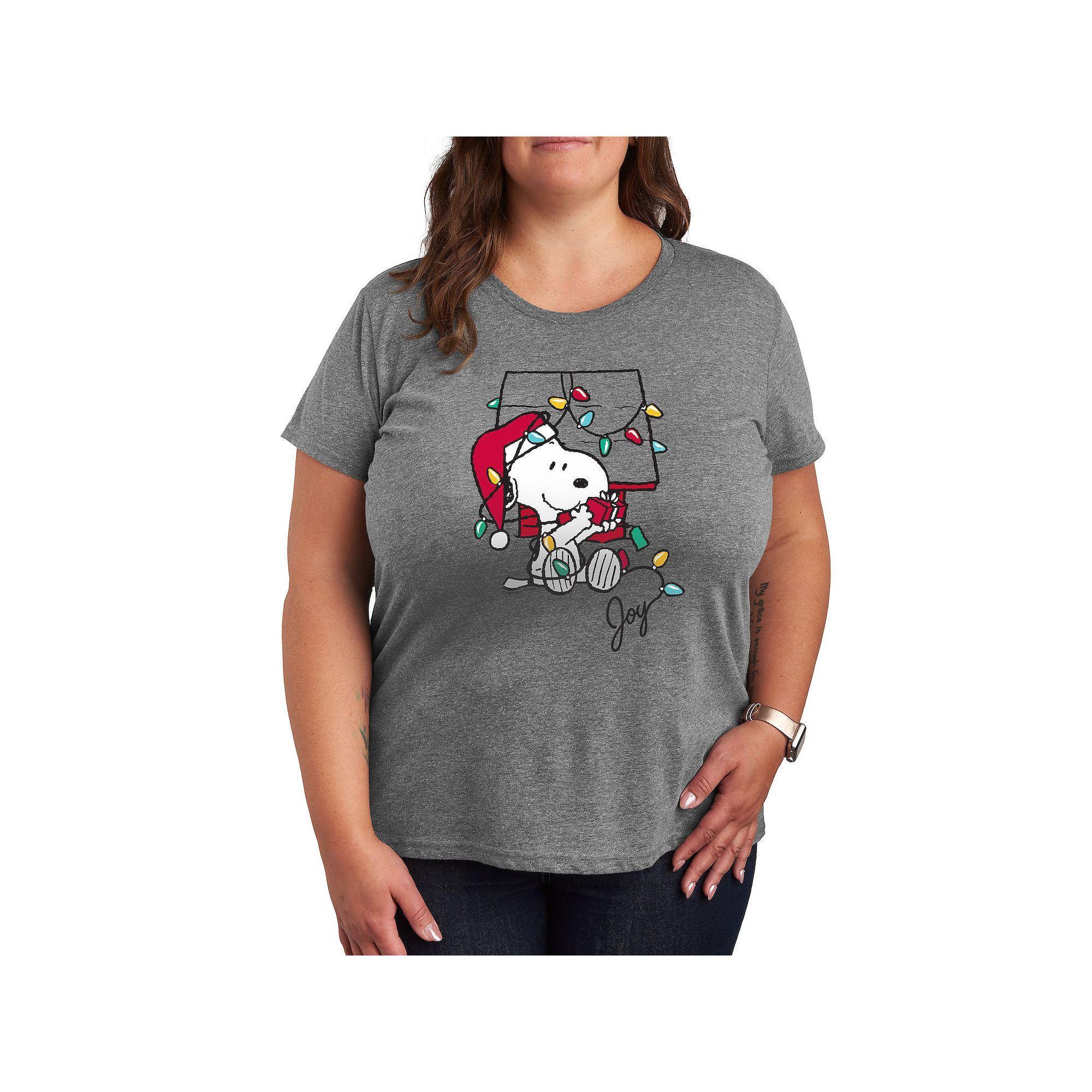 Plus Peanuts Snoopy Joyful Moment Graphic Tee, Women's, Size: 2XL, Grey Gray Product Image