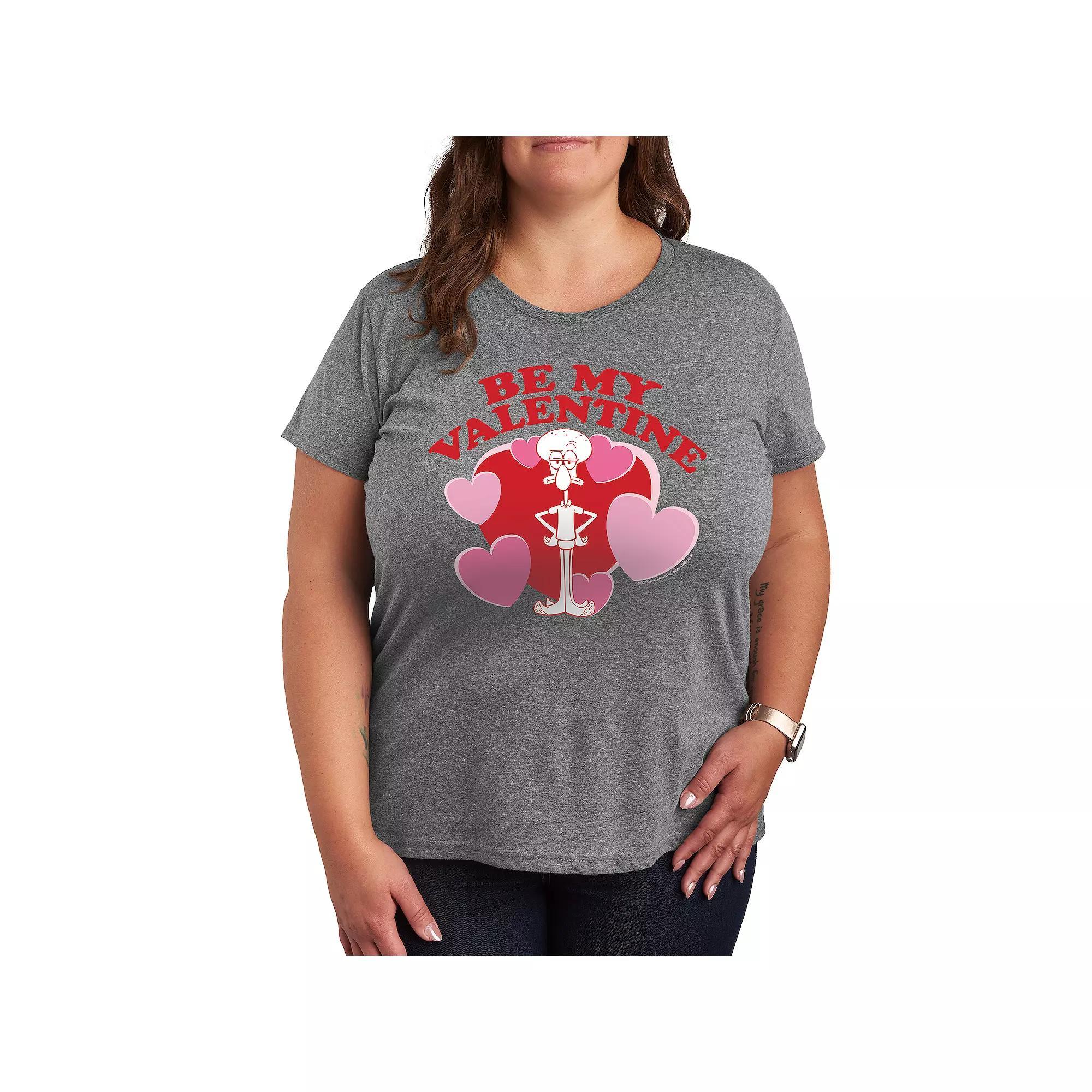 Plus Size Nickelodeon SpongeBob Squarepants Valentines Squidward Graphic Tee, Women's, Size: 4XL, Grey Gray Product Image