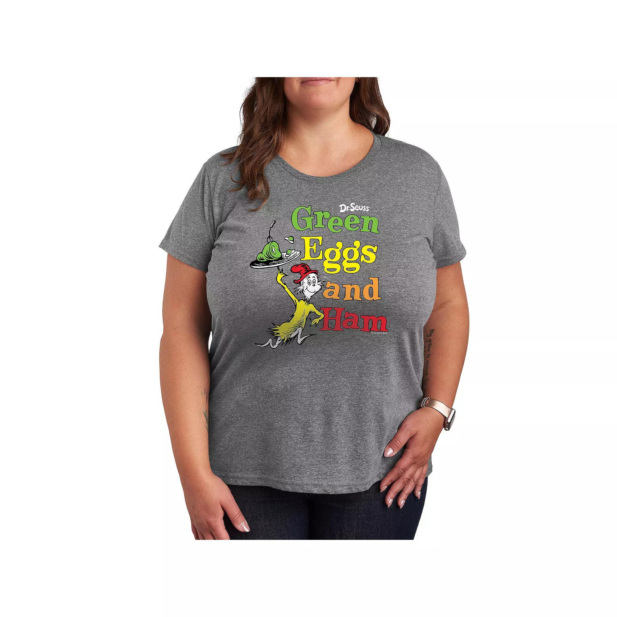 Plus Dr. Seuss Green Eggs And Ham Graphic Tee, Women's, Size: 3XL, Grey Gray Product Image