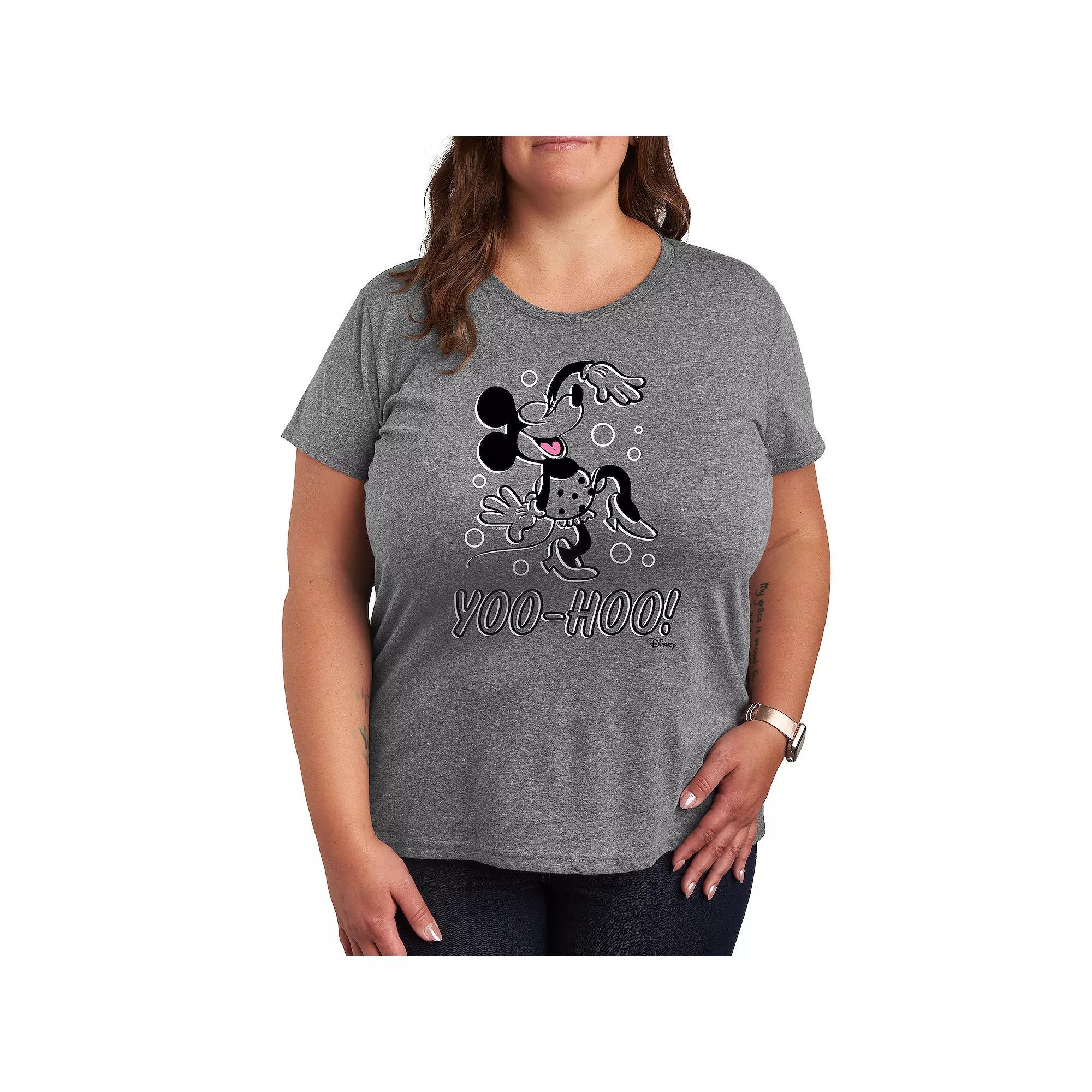 Disney's Minnie Mouse Plus Yoo Hoo Graphic Tee, Women's, Size: 2XL, Grey Gray Product Image