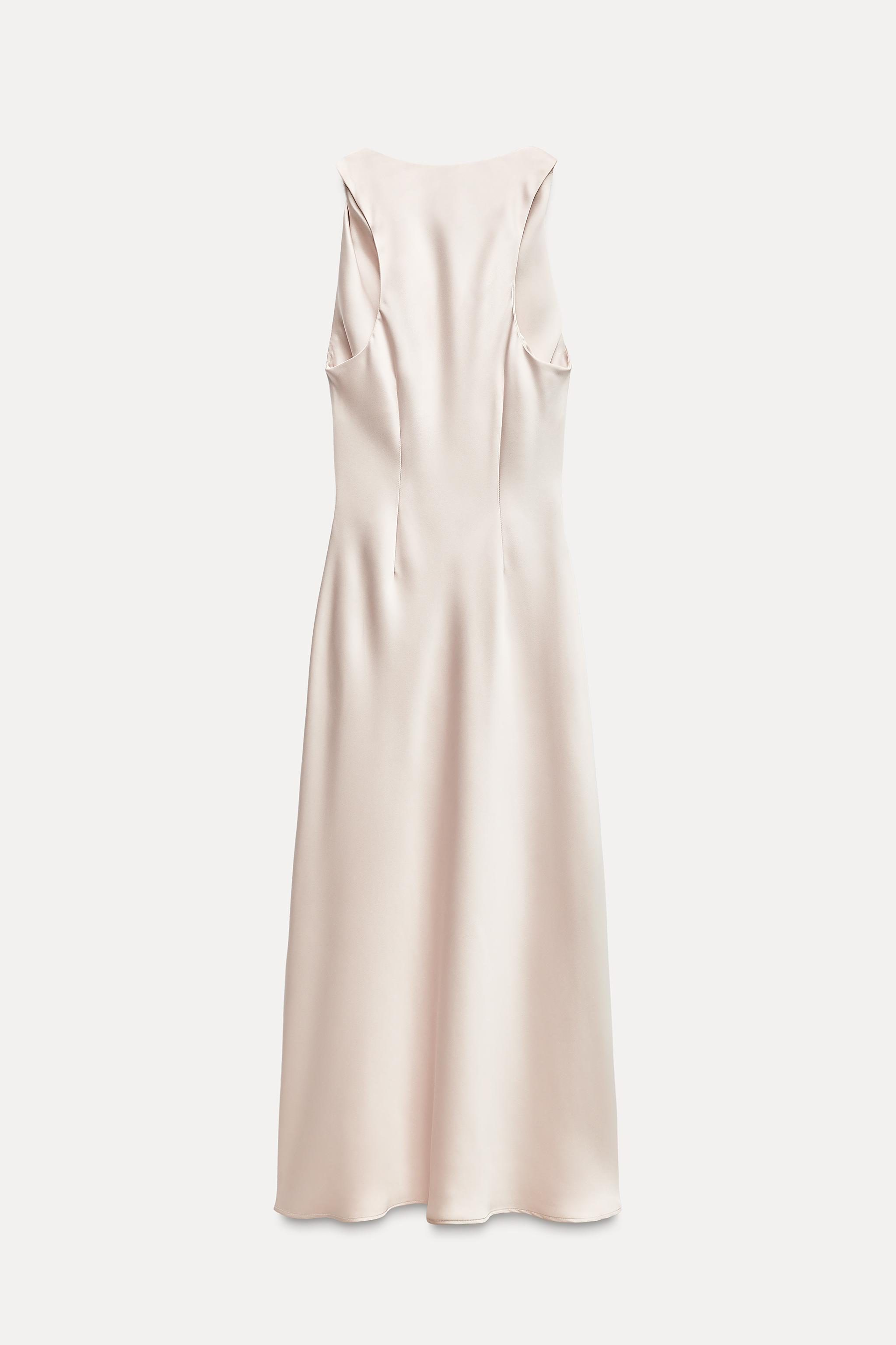 RUCHED SATIN EFFECT MIDI DRESS Product Image