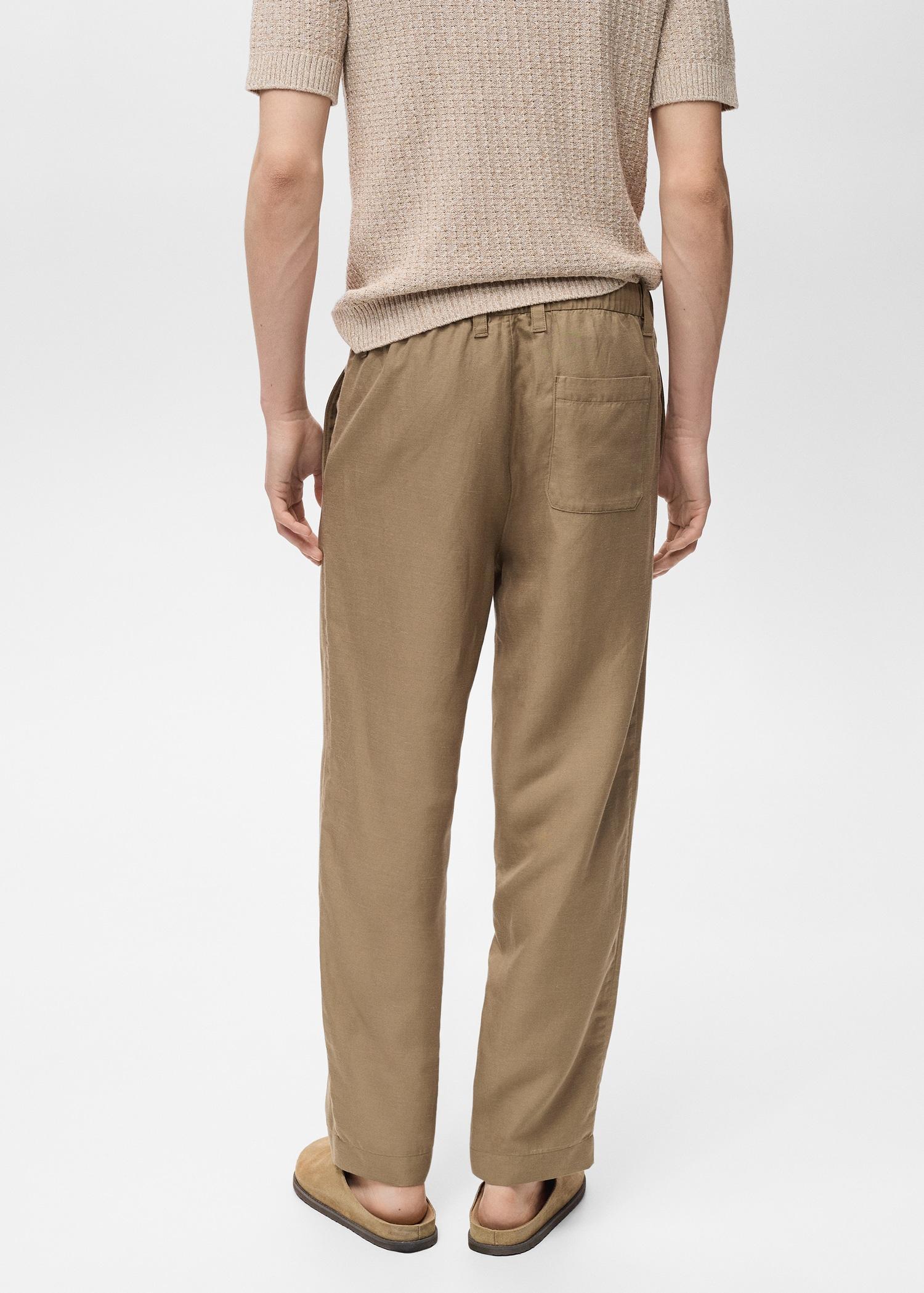 Linen-blend pants with an elastic waistband - Men | MANGO USA Product Image