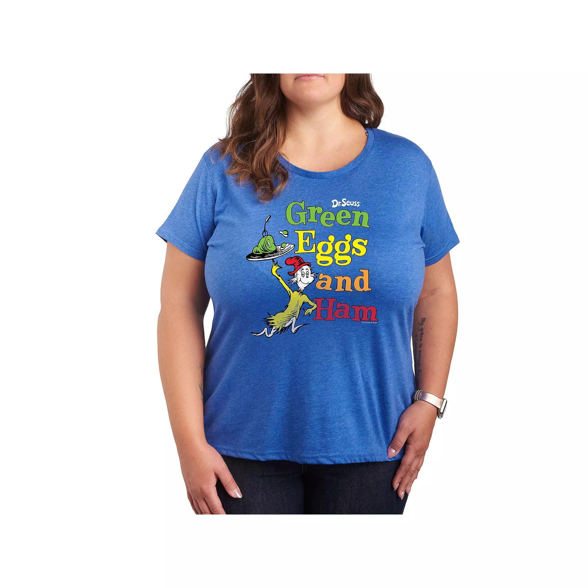 Plus Dr. Seuss Green Eggs And Ham Graphic Tee, Women's, Size: 4XL, Grey Royal Blue Product Image