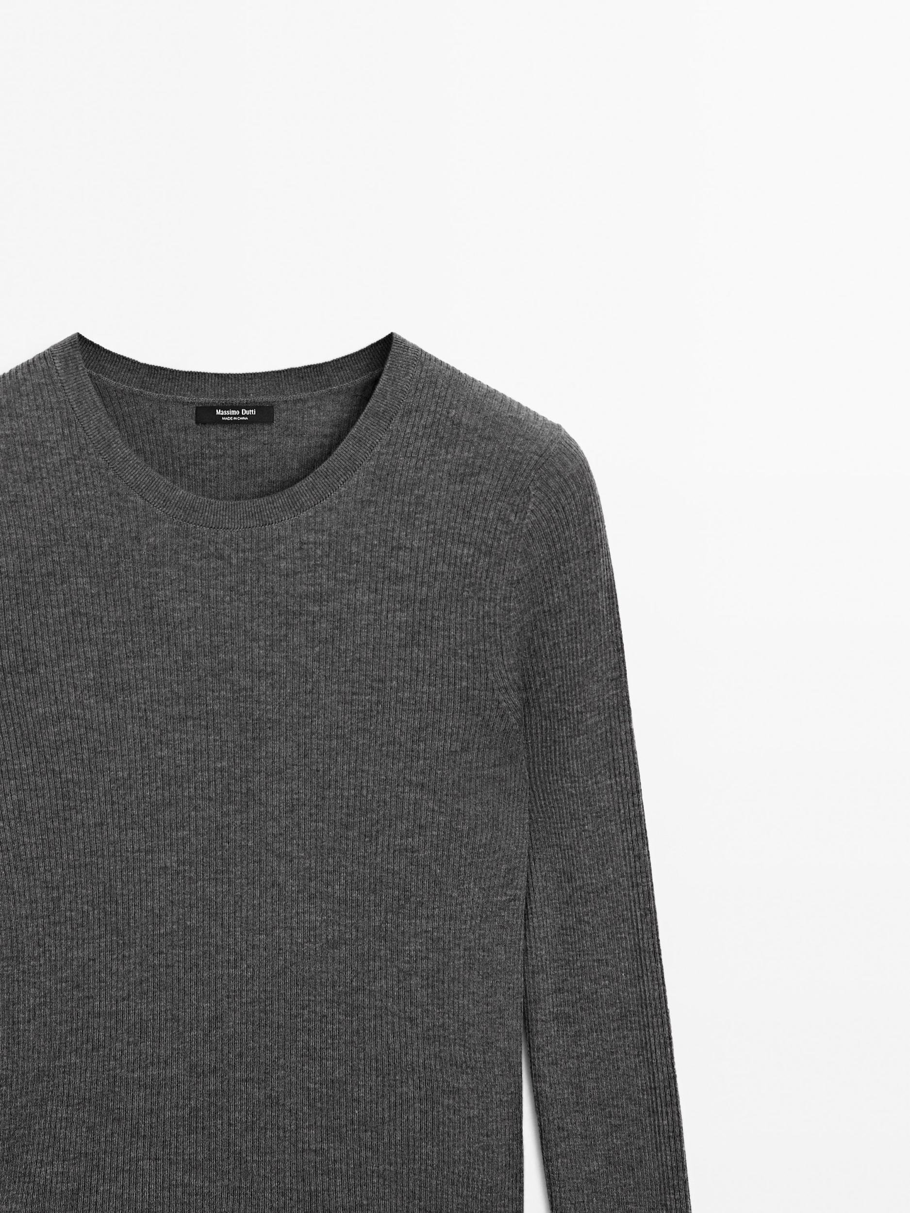 Ribbed knit wool blend sweater Product Image