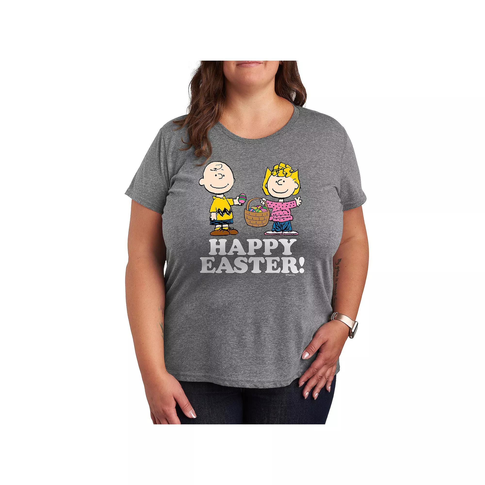 Plus Peanuts Happy Easter Graphic Tee, Women's, Size: 4XL, Grey Gray Product Image