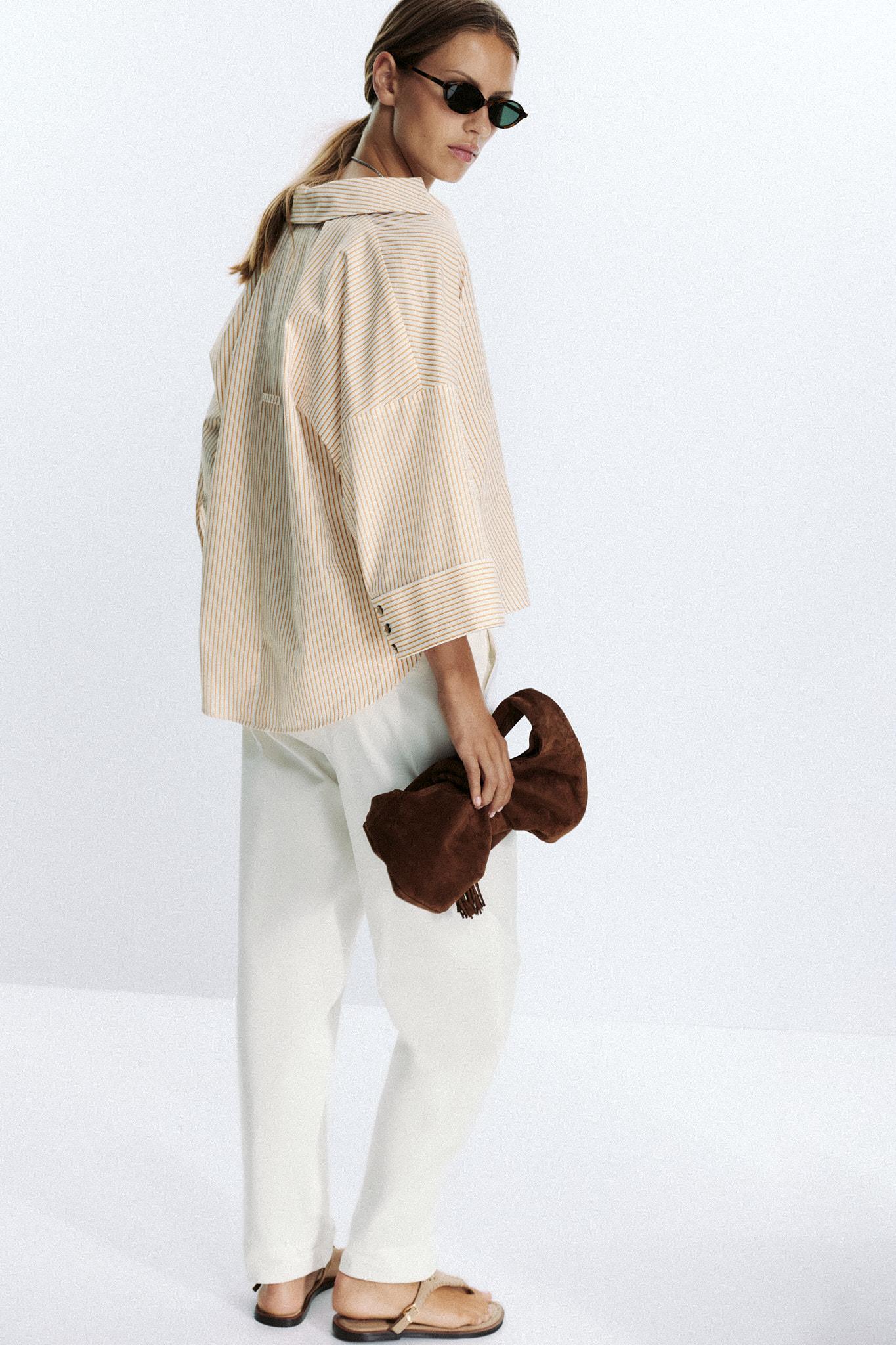 STRIPED POPLIN SHIRT WITH WIDE SLEEVES Product Image