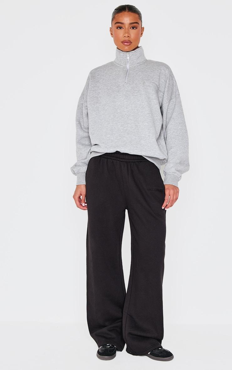 Ash Grey Oversized Quarter Zip Sweat Top Product Image