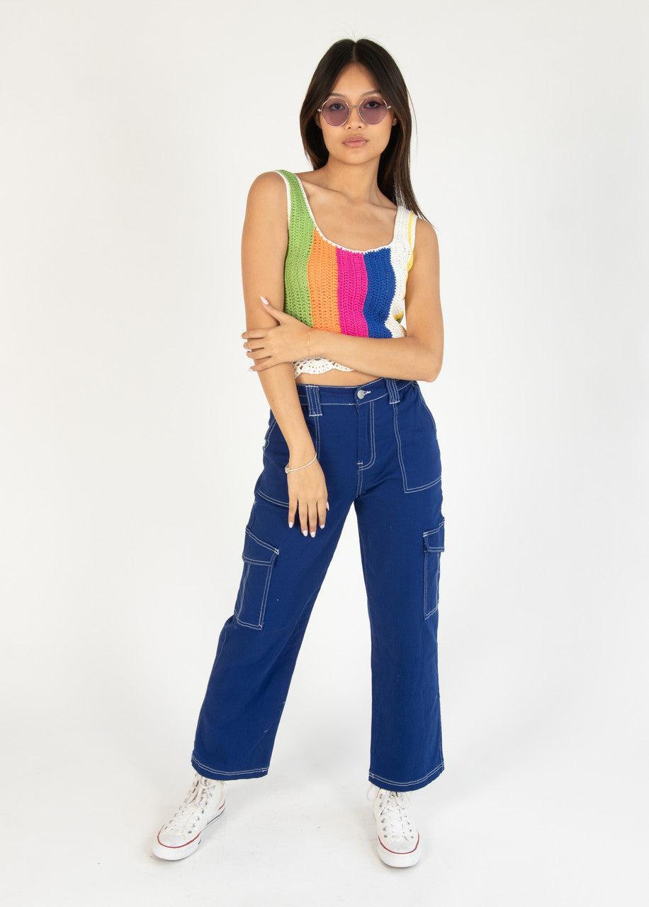 Orchid Stripe Crochet Tank Product Image