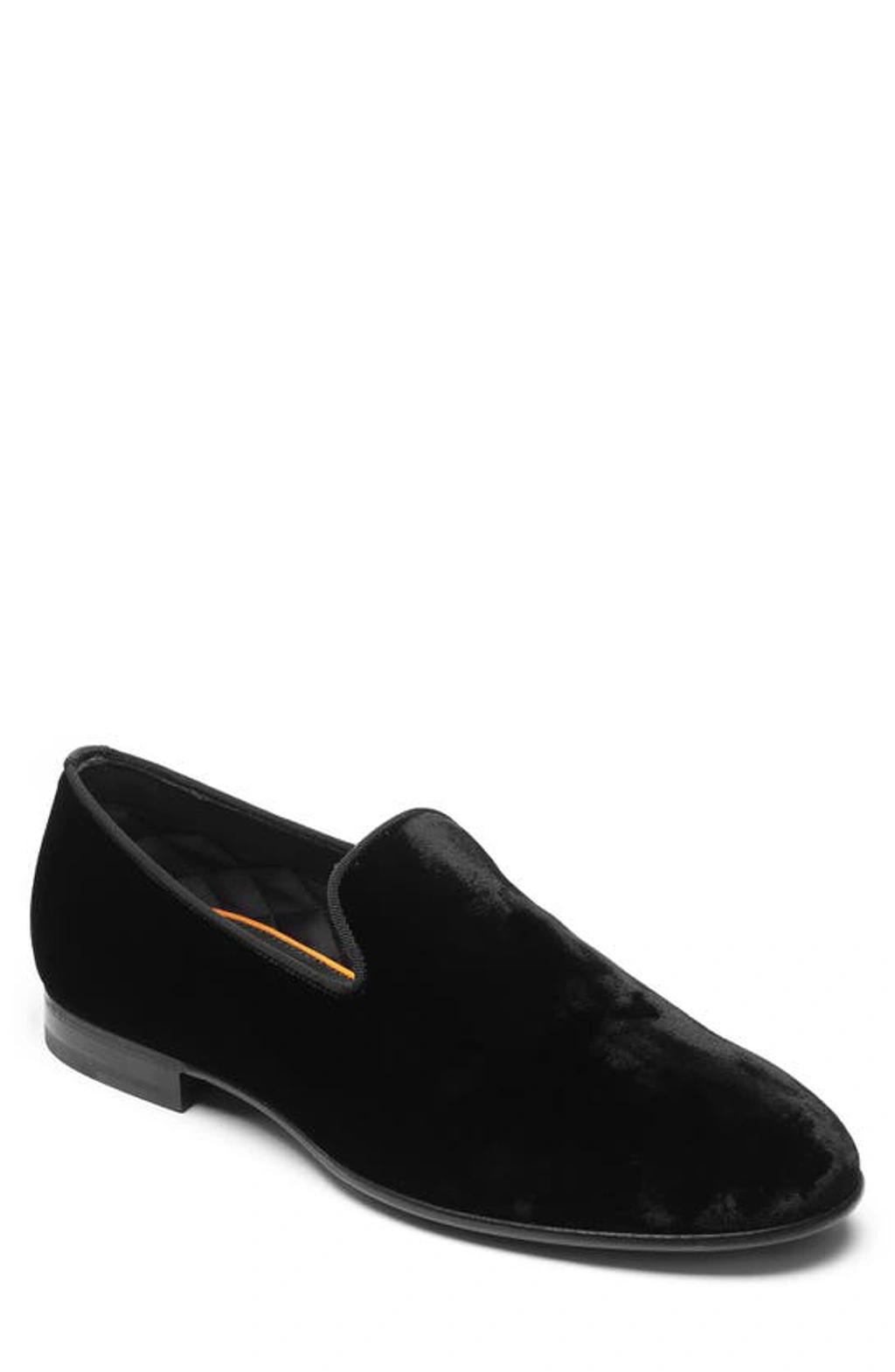 SANTONI Men's Velvet Slip-on Sneaker Loafers In Black Velvet Product Image