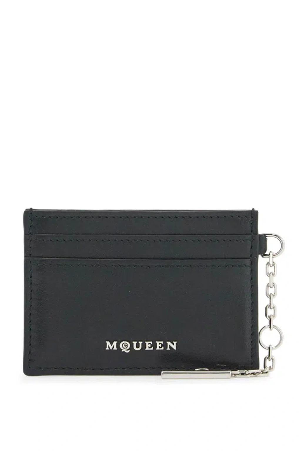 ALEXANDER MCQUEEN Sling Logo Plaque Card Holder In Black/silver Product Image