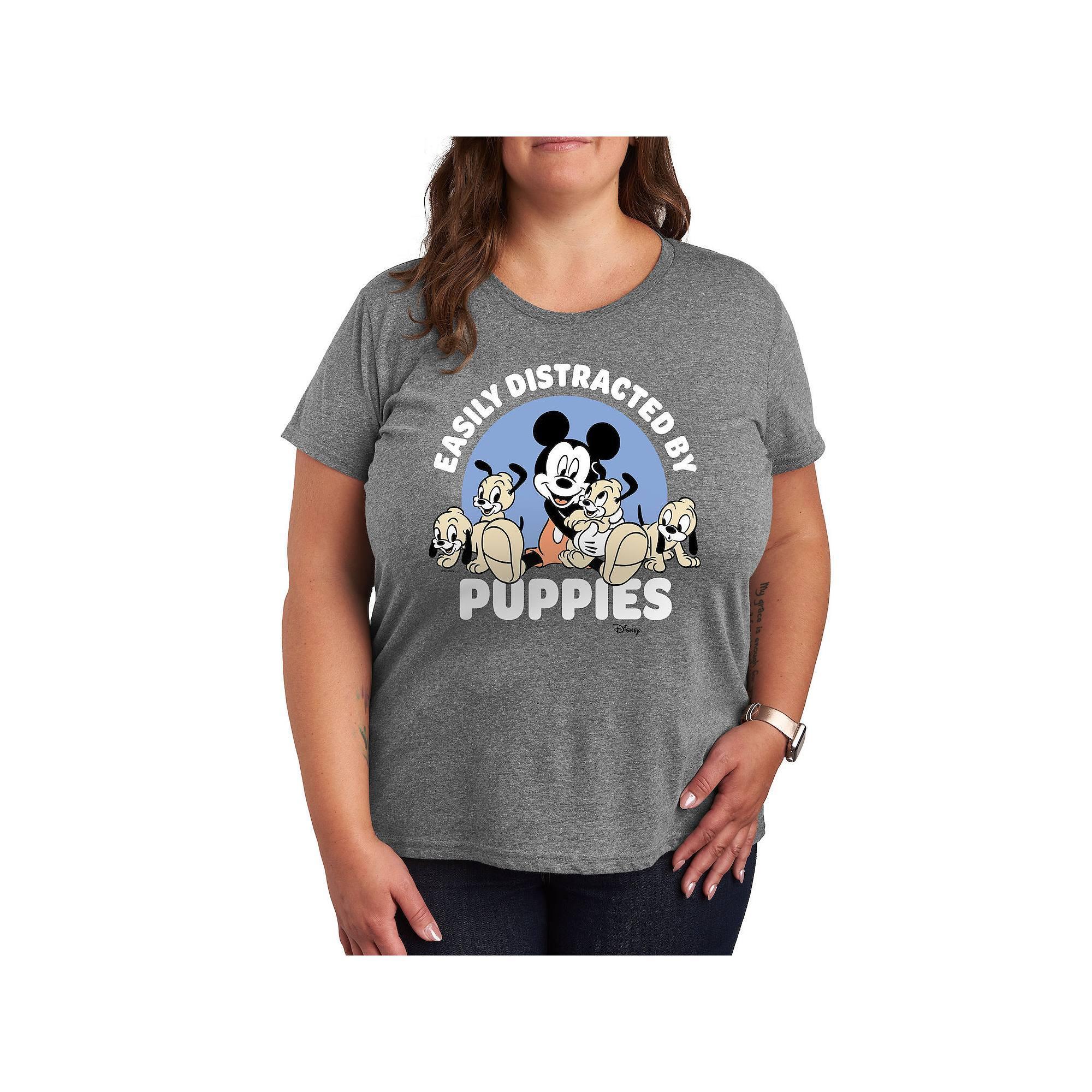 Disney's Mickey Mouse Plus Distracted By Puppies Graphic Tee, Women's,  Product Image