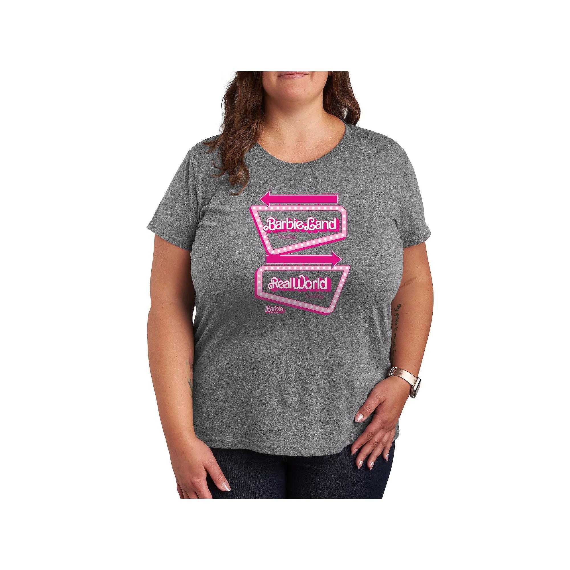 Plus Size Barbie The Movie Signs Graphic Tee, Women's, Size: 4XL, Grey Gray Product Image