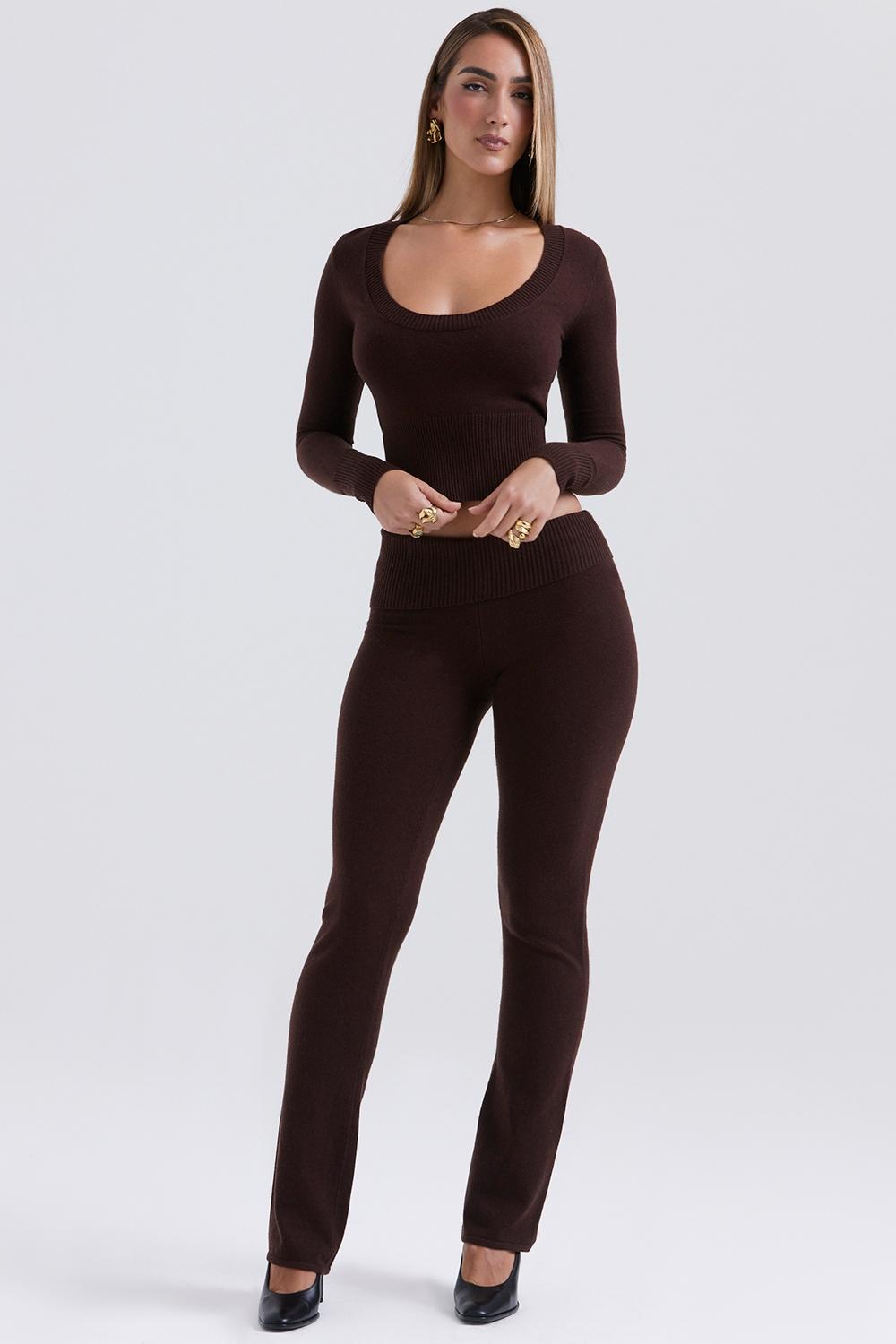 Ama  chocolate cashmere blend trousers - sale Product Image