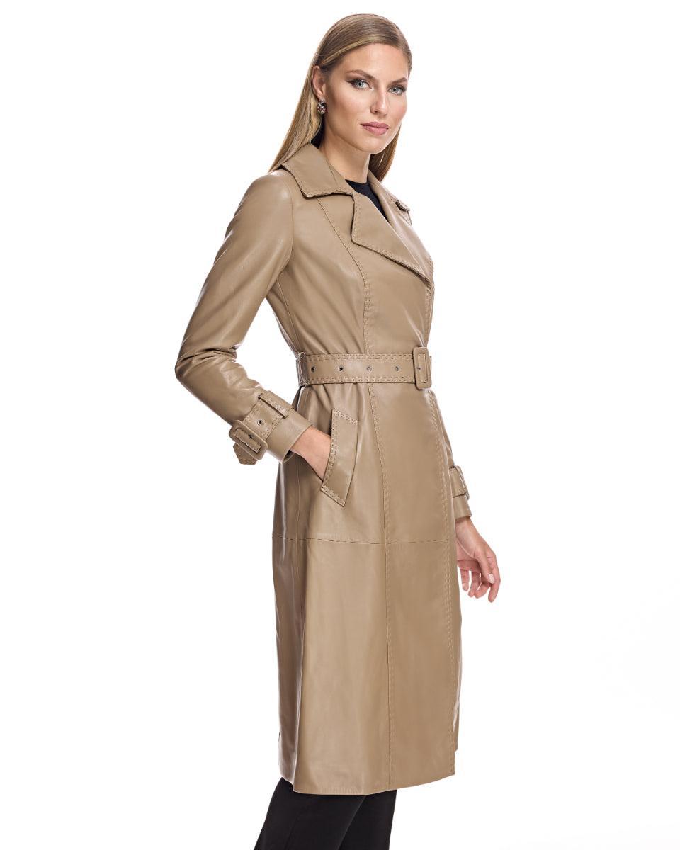 Leather Belted Trench Coat Product Image