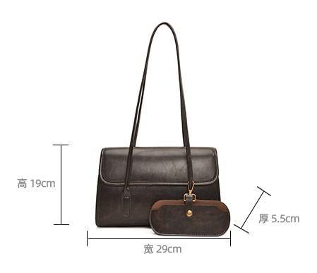 Faux Leather Flap Tote Bag With Card Holder Product Image