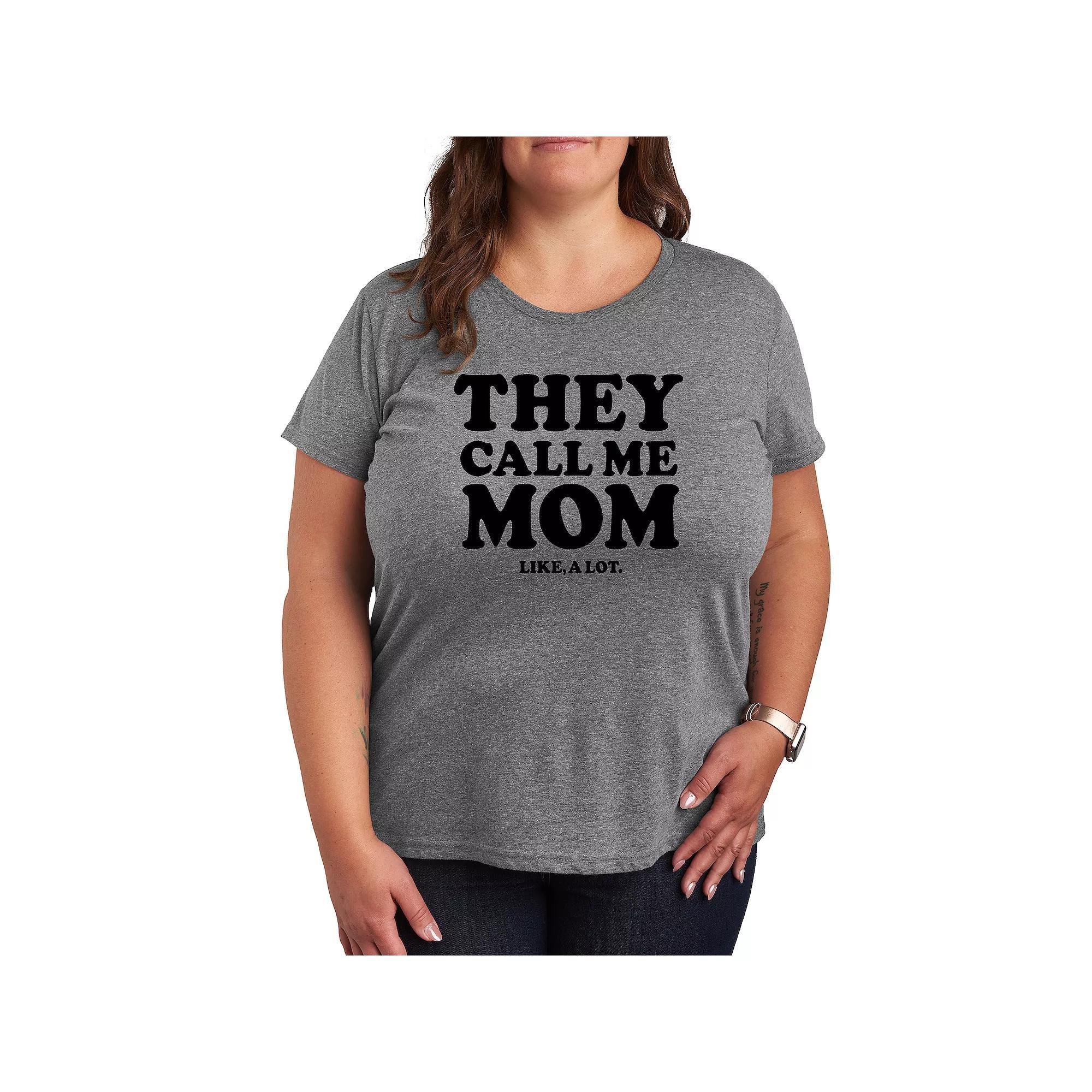 Plus Call Me Mom A Lot Graphic Tee, Women's, Size: 3XL, Grey Gray Product Image