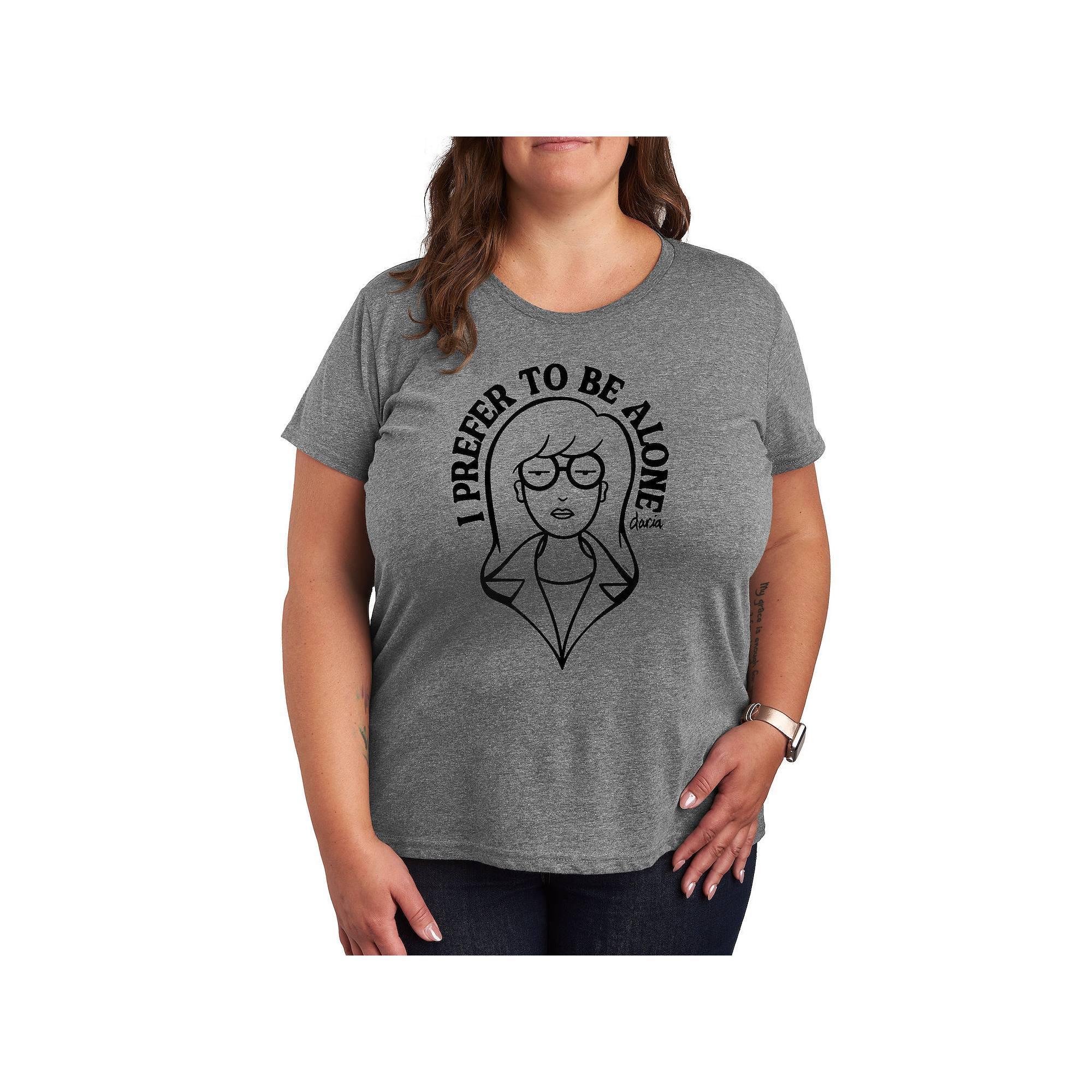 Plus Daria I Prefer To Be Alone Graphic Tee, Women's,  Product Image
