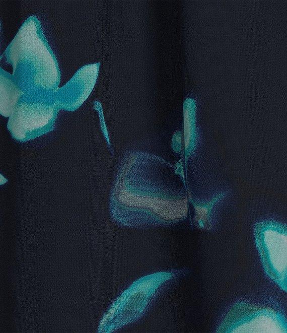 Calvin Klein Chiffon Printed Mock Neck Ruffle Detail Top Product Image