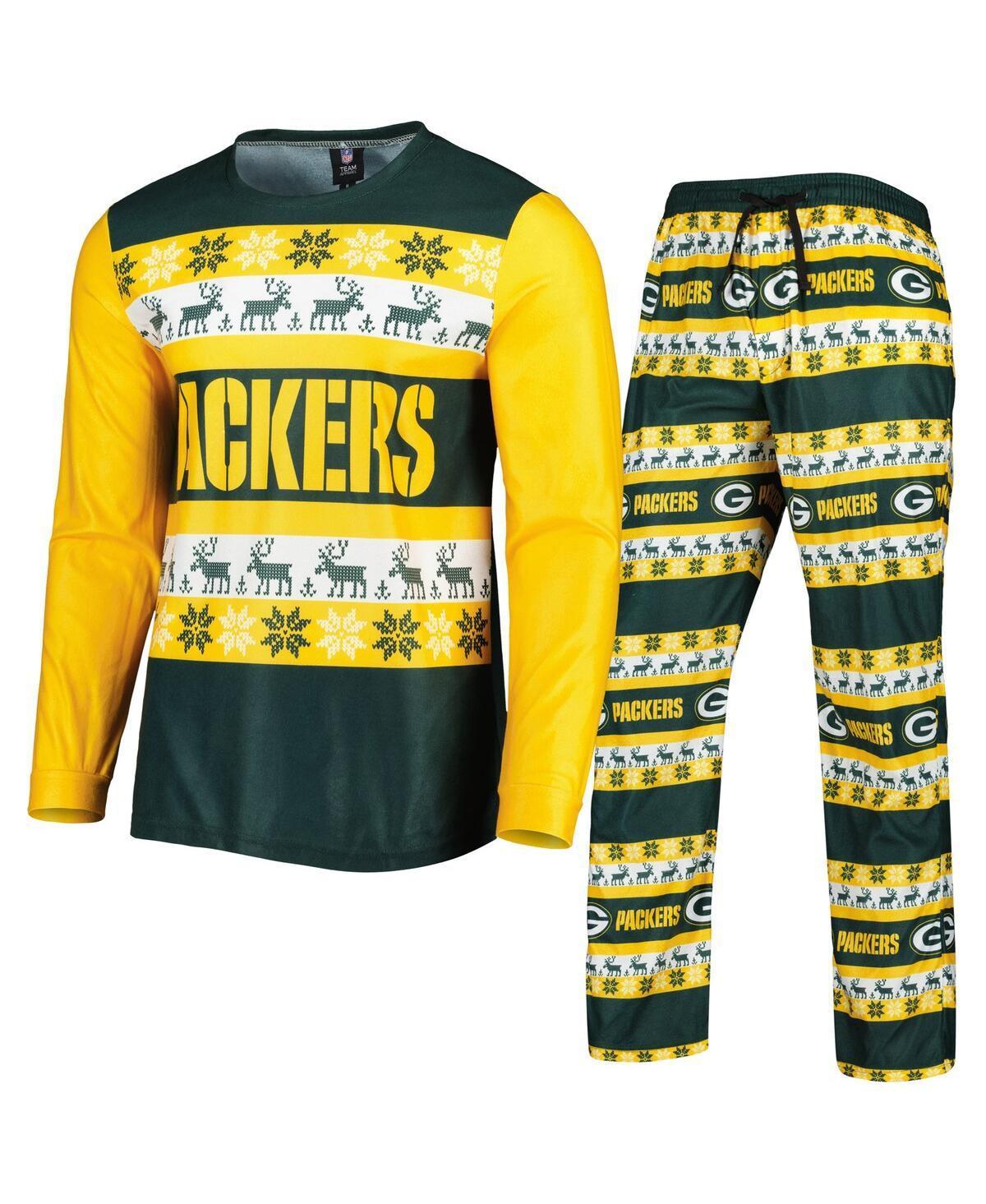 Mens FOCO Green Green Bay Packers Team Ugly Pajama Set Product Image